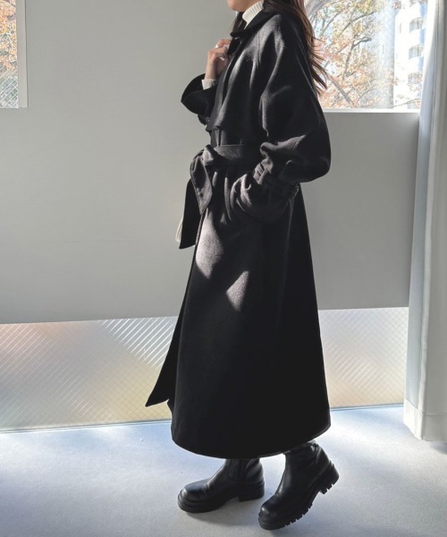 OLIVE des OLIVE（オリーブデオリーブ）の「マルチカラーヨークロングコート　1032080090（ステンカラーコート・レディース・チャコールグレー/アイボリー/ブラック・FREE）」の5枚目の写真