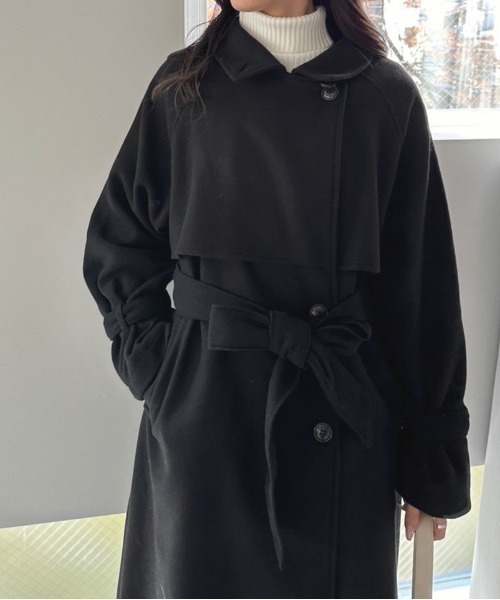 OLIVE des OLIVE（オリーブデオリーブ）の「マルチカラーヨークロングコート　1032080090（ステンカラーコート・レディース・チャコールグレー/アイボリー/ブラック・FREE）」の11枚目の写真