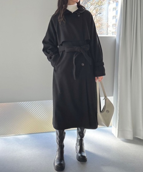 OLIVE des OLIVE（オリーブデオリーブ）の「マルチカラーヨークロングコート　1032080090（ステンカラーコート・レディース・チャコールグレー/アイボリー/ブラック・FREE）」の10枚目の写真