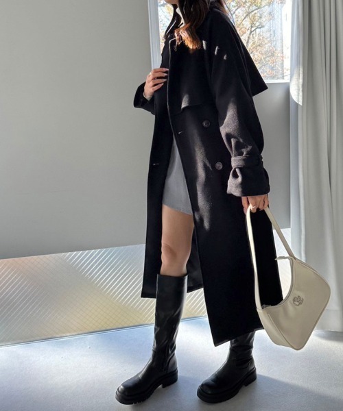 OLIVE des OLIVE（オリーブデオリーブ）の「マルチカラーヨークロングコート　1032080090（ステンカラーコート・レディース・チャコールグレー/アイボリー/ブラック・FREE）」の13枚目の写真