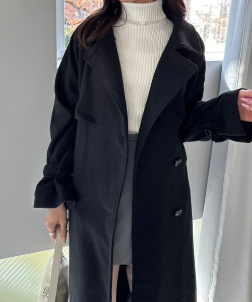 OLIVE des OLIVE（オリーブデオリーブ）の「マルチカラーヨークロングコート　1032080090（ステンカラーコート・レディース・チャコールグレー/アイボリー/ブラック・FREE）」の14枚目の写真