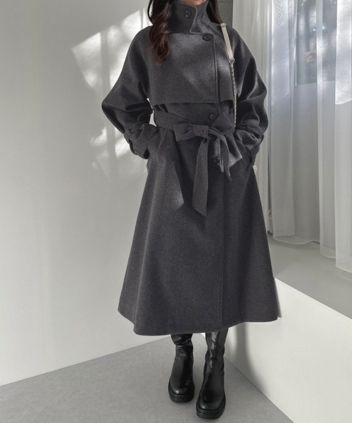 OLIVE des OLIVE（オリーブデオリーブ）の「マルチカラーヨークロングコート　1032080090（ステンカラーコート・レディース・チャコールグレー/アイボリー/ブラック・FREE）」の16枚目の写真