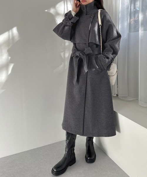 OLIVE des OLIVE（オリーブデオリーブ）の「マルチカラーヨークロングコート　1032080090（ステンカラーコート・レディース・チャコールグレー/アイボリー/ブラック・FREE）」の17枚目の写真