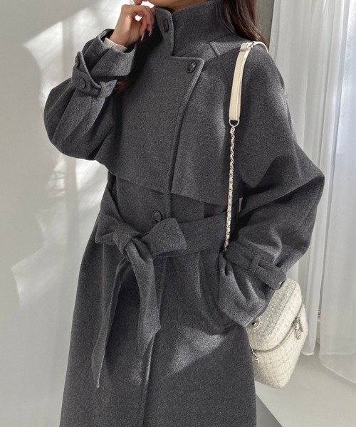 OLIVE des OLIVE（オリーブデオリーブ）の「マルチカラーヨークロングコート　1032080090（ステンカラーコート・レディース・チャコールグレー/アイボリー/ブラック・FREE）」の18枚目の写真