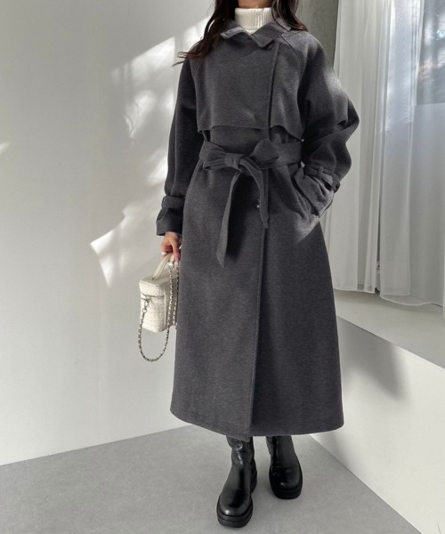 OLIVE des OLIVE（オリーブデオリーブ）の「マルチカラーヨークロングコート　1032080090（ステンカラーコート・レディース・チャコールグレー/アイボリー/ブラック・FREE）」の19枚目の写真