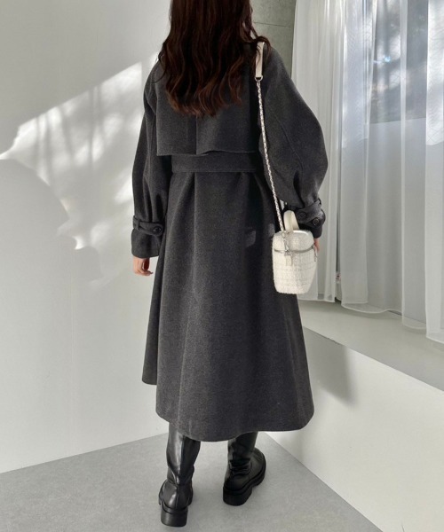 OLIVE des OLIVE（オリーブデオリーブ）の「マルチカラーヨークロングコート　1032080090（ステンカラーコート・レディース・チャコールグレー/アイボリー/ブラック・FREE）」の21枚目の写真