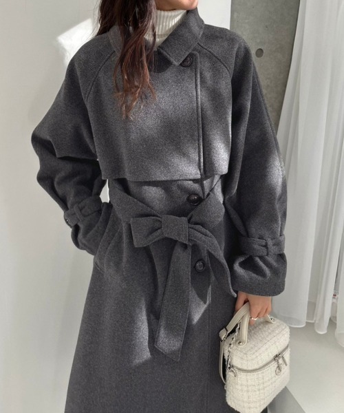 OLIVE des OLIVE（オリーブデオリーブ）の「マルチカラーヨークロングコート　1032080090（ステンカラーコート・レディース・チャコールグレー/アイボリー/ブラック・FREE）」の22枚目の写真