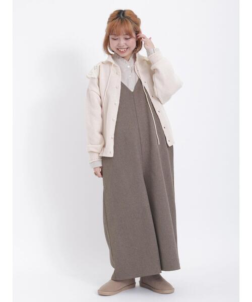 Samansa Mos2（サマンサ モスモス）の「【保温加工】ストライプ柄襟フリルブラウス（シャツ/ブラウス・レディース・ピンク/ブラック/ブルー/ベージュ・F）」の14枚目の写真