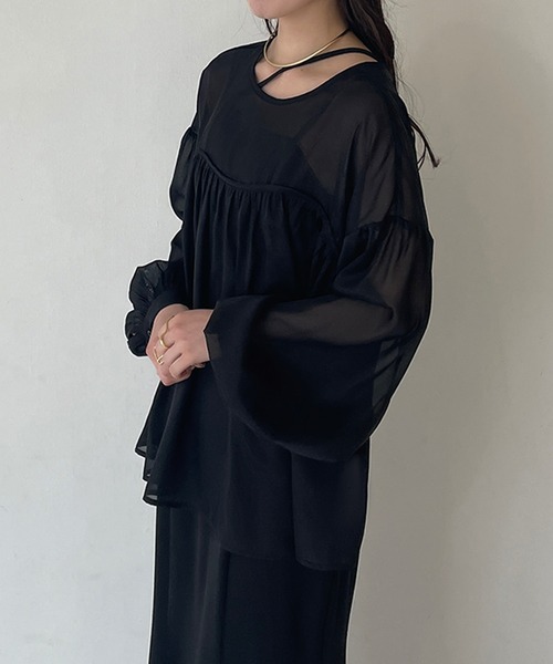 junoah（ジュノア）の「ビスチェデザインリボンブラウス（シャツ/ブラウス・レディース・ホワイト/クリーム/ブラック・LARGE/MEDIUM/SMALL）」の7枚目の写真