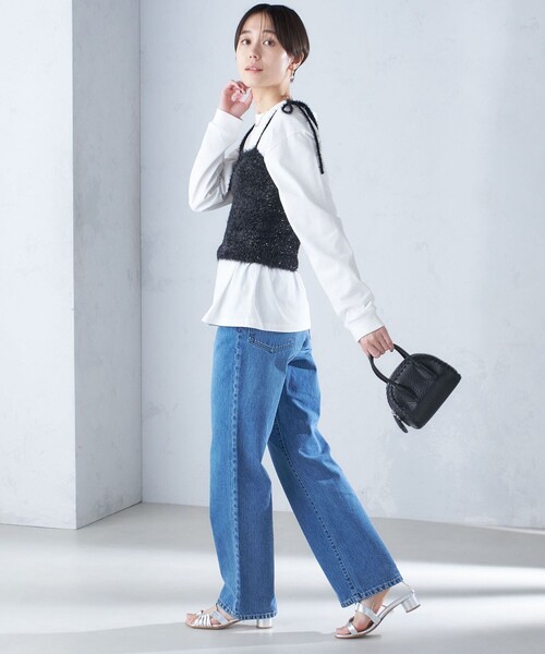 SHIPS(シップス)の「〈手洗い可能〉グリッター ラメ ビスチェ 24SS ◇(ベスト・レディース・ブラック/シルバー・ONE SIZE)」の5枚目の写真