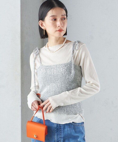 SHIPS(シップス)の「〈手洗い可能〉グリッター ラメ ビスチェ 24SS ◇(ベスト・レディース・ブラック/シルバー・ONE SIZE)」の10枚目の写真