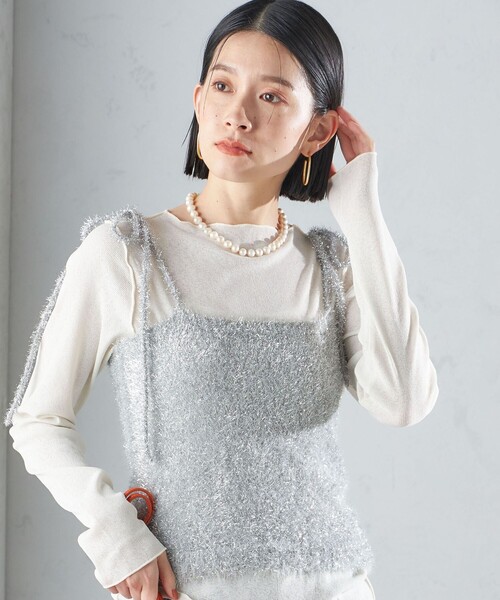 SHIPS(シップス)の「〈手洗い可能〉グリッター ラメ ビスチェ 24SS ◇(ベスト・レディース・ブラック/シルバー・ONE SIZE)」の11枚目の写真