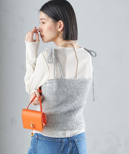 SHIPS(シップス)の「〈手洗い可能〉グリッター ラメ ビスチェ 24SS ◇(ベスト・レディース・ブラック/シルバー・ONE SIZE)」の14枚目の写真