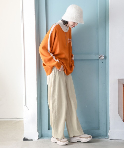 niko and（ニコアンド）の「ハーフZIPラインニットプルオーバー