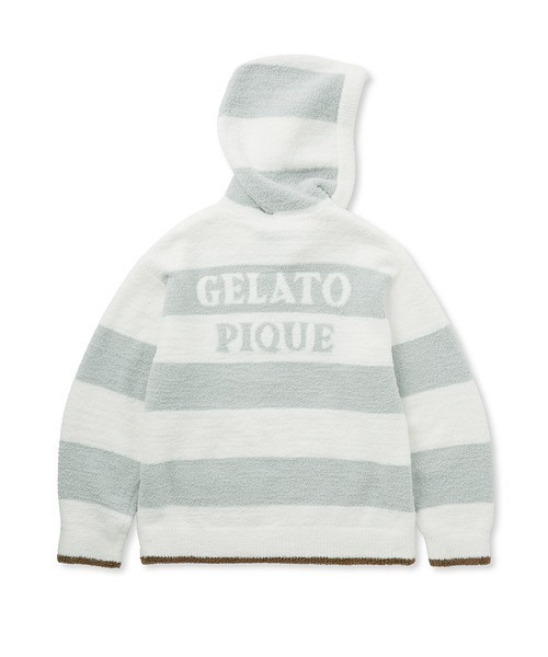 gelato pique（ジェラートピケ）の「【HOMME】パウダートリムボーダーパーカ（ルームウェア/パジャマ・メンズ・ミント・LARGE/MEDIUM）」の4枚目の写真