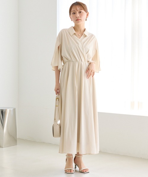 LAVEANGE(ラビアンジェ)の「袖スリットカシュクールフレアワンピース(ワンピース・レディース・ブラック/オフホワイト・4L/3L/LL/M)」の19枚目の写真