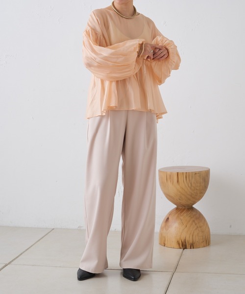 Omekashi(オメカシ)の「シアーボリュームギャザーブラウス(シャツ/ブラウス・レディース・ベージュ/ブラック/オレンジ・FREE)」の18枚目の写真