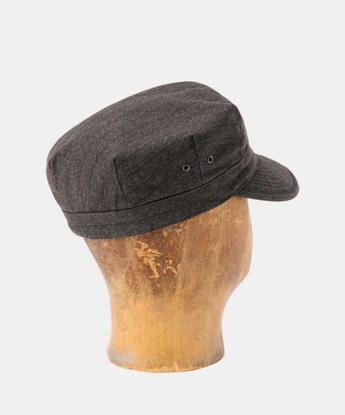 RRL（ダブル アール エル）の「ストライプド ジャスペ ツイル キャップ（ハンチング/ベレー帽・メンズ・ブラック系1・M/L/S）」の2枚目の写真