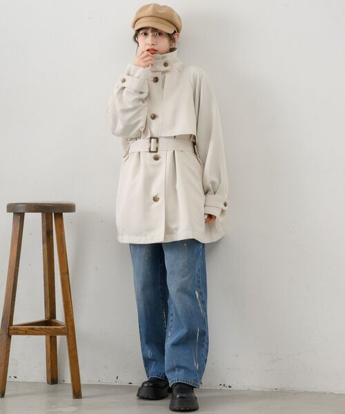 RETRO GIRL(レトロガール)の「ミドルトレンチコート(トレンチコート・レディース・ナチュラル/ブラック/ベージュ・FREE)」の14枚目の写真