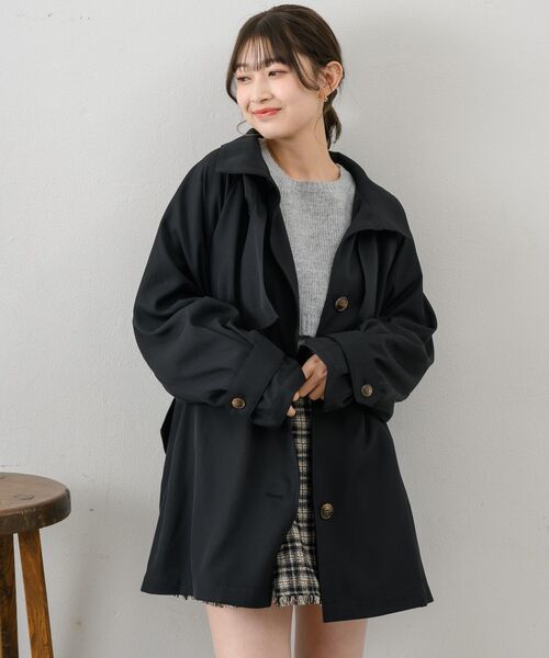 RETRO GIRL(レトロガール)の「ミドルトレンチコート(トレンチコート・レディース・ナチュラル/ブラック/ベージュ・FREE)」の5枚目の写真