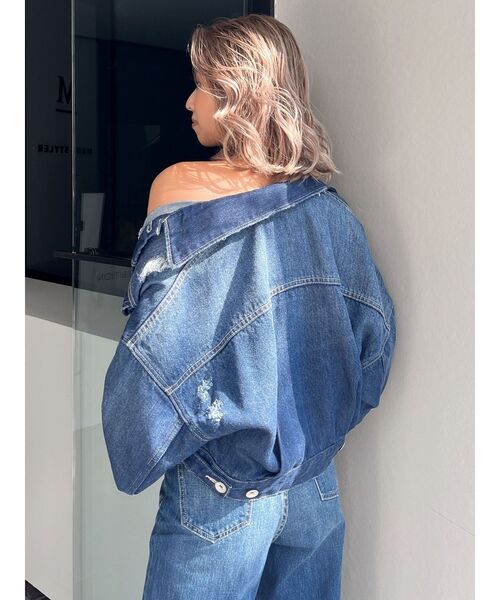 GYDA(ジェイダ)の「ダメージソフトデニムGジャン(デニムジャケット・レディース・ライトブルー/ブルー・FREE)」の22枚目の写真