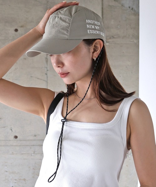 ANME（アンメ）の「接触冷感/UVカット(UPF50＋)/ロゴナイロンキャップ（キャップ・レディース・ライトカーキ/ブラック/グレー/ネイビー・M）」の19枚目の写真