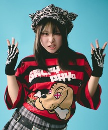 GALFY（ガルフィー）の「ストリートファッション GALFY ガルフィー GALFY DAYoボーダーTee オーバーサイズ ダメージT 半袖Tシャツ プリントT ボーダー ストライプ 総柄トップス 半袖トップス（Tシャツ/カットソー・メンズ）」