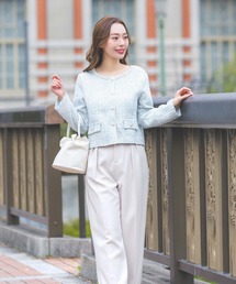 Retica（レティカ）の「スーツセット レディース ノーカラー パールミックス ツイード ジャケット タック入り パンツスタイル セットアップ セレモニースーツ お呼ばれ 結婚式 ママ 入学式 入園式（スーツセット・レディース）」