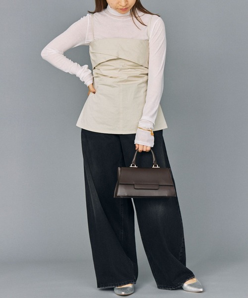 BABYLONE(バビロン)の「コットンナイロンキャミブラウス(キャミソール・レディース・チャコール/クリーム・フリー)」の12枚目の写真