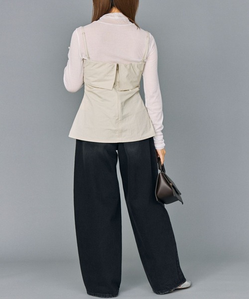 BABYLONE(バビロン)の「コットンナイロンキャミブラウス(キャミソール・レディース・チャコール/クリーム・フリー)」の14枚目の写真