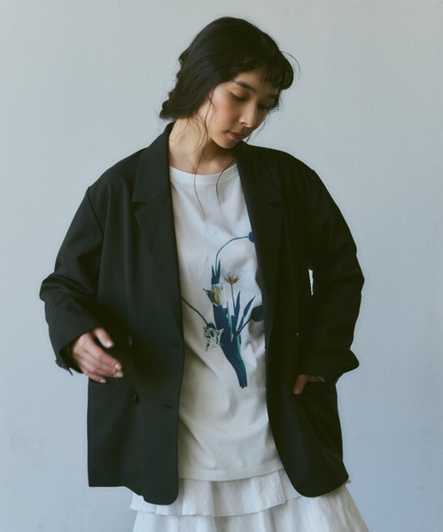 Libra Cue(リブラ キュー)の「フラワープリントロングスリーブカットソー(Tシャツ/カットソー・レディース・ホワイト/ブラック・FREE)」の12枚目の写真