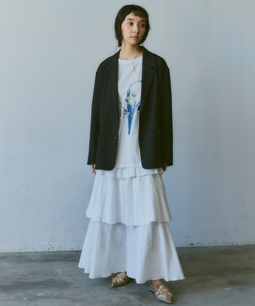 Libra Cue(リブラ キュー)の「フラワープリントロングスリーブカットソー(Tシャツ/カットソー・レディース・ホワイト/ブラック・FREE)」の13枚目の写真
