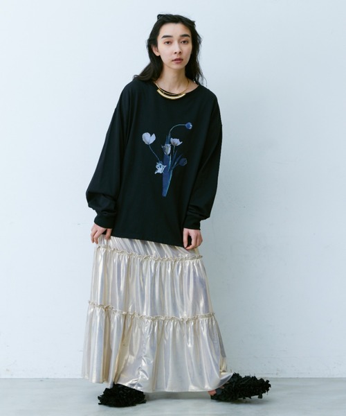 Libra Cue(リブラ キュー)の「フラワープリントロングスリーブカットソー(Tシャツ/カットソー・レディース・ホワイト/ブラック・FREE)」の22枚目の写真