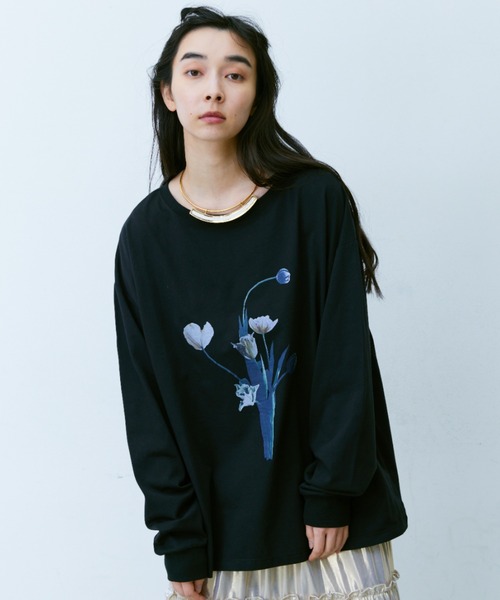Libra Cue(リブラ キュー)の「フラワープリントロングスリーブカットソー(Tシャツ/カットソー・レディース・ホワイト/ブラック・FREE)」の20枚目の写真