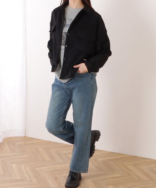 Lace Ladies(レースレディース)の「ボリューム袖 コーデュロイ ショート ボタン シャツ(シャツ/ブラウス・レディース・ブラック/モカ/グレー・FREE)」の5枚目の写真