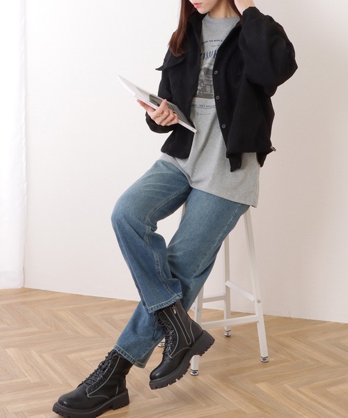 Lace Ladies(レースレディース)の「ボリューム袖 コーデュロイ ショート ボタン シャツ(シャツ/ブラウス・レディース・ブラック/モカ/グレー・FREE)」の6枚目の写真