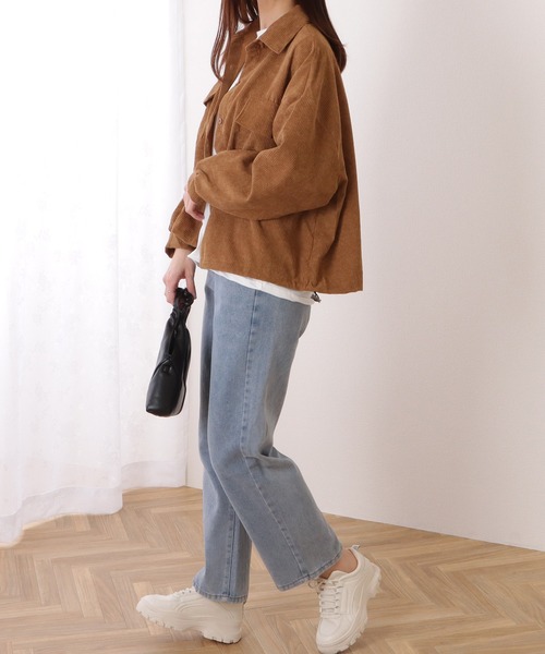 Lace Ladies(レースレディース)の「ボリューム袖 コーデュロイ ショート ボタン シャツ(シャツ/ブラウス・レディース・ブラック/モカ/グレー・FREE)」の13枚目の写真