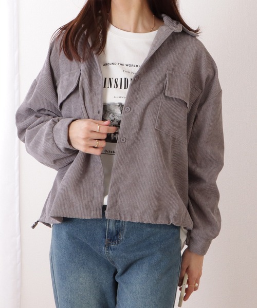 Lace Ladies(レースレディース)の「ボリューム袖 コーデュロイ ショート ボタン シャツ(シャツ/ブラウス・レディース・ブラック/モカ/グレー・FREE)」の16枚目の写真