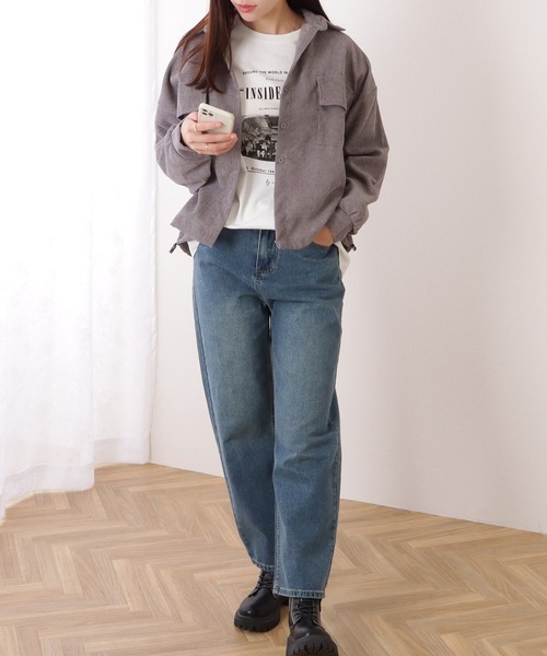 Lace Ladies(レースレディース)の「ボリューム袖 コーデュロイ ショート ボタン シャツ(シャツ/ブラウス・レディース・ブラック/モカ/グレー・FREE)」の17枚目の写真