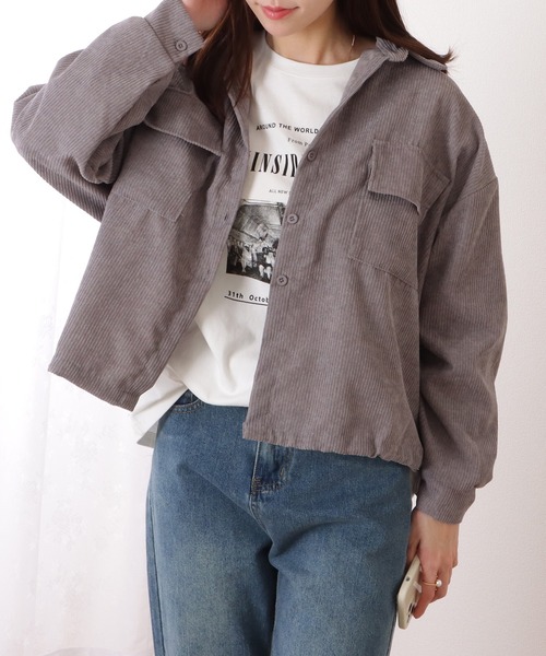 Lace Ladies(レースレディース)の「ボリューム袖 コーデュロイ ショート ボタン シャツ(シャツ/ブラウス・レディース・ブラック/モカ/グレー・FREE)」の18枚目の写真