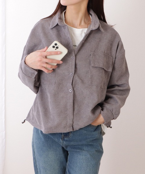 Lace Ladies(レースレディース)の「ボリューム袖 コーデュロイ ショート ボタン シャツ(シャツ/ブラウス・レディース・ブラック/モカ/グレー・FREE)」の19枚目の写真