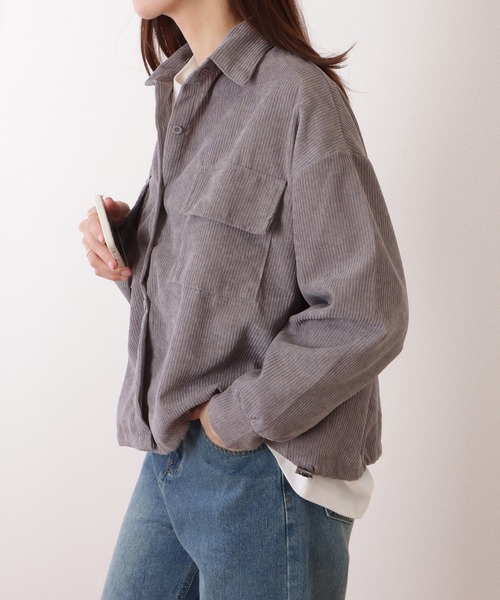 Lace Ladies(レースレディース)の「ボリューム袖 コーデュロイ ショート ボタン シャツ(シャツ/ブラウス・レディース・ブラック/モカ/グレー・FREE)」の20枚目の写真