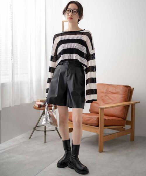 WEGO(ウィゴー)の「WEGO/ショートメッシュニットプルオーバー(ニット/セーター・レディース・ホワイト/ブラック/ブラック系その他5/ブルー/ピンク・FREE)」の8枚目の写真