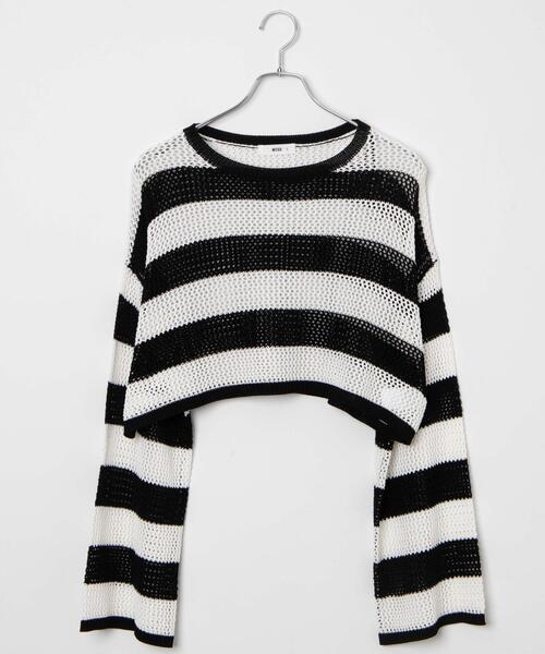 WEGO(ウィゴー)の「WEGO/ショートメッシュニットプルオーバー(ニット/セーター・レディース・ホワイト/ブラック/ブラック系その他5/ブルー/ピンク・FREE)」の11枚目の写真