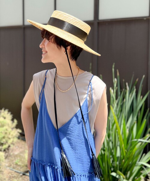 BENELLI(ベネリ)の「【Benelli Montacone/ベネリ モンタコーネ】 フリンジヒモハット(ハット・レディース・ブラウン/ナチュラル・FREE)」の2枚目の写真