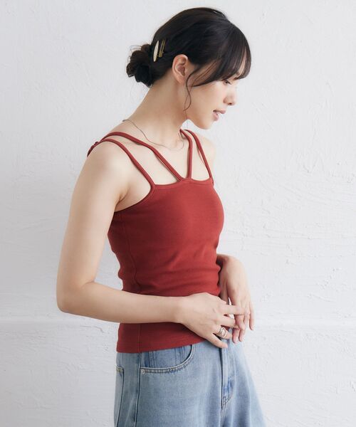 RETRO GIRL(レトロガール)の「カップ付キャミ(キャミソール・レディース・ブラック/オフホワイト/ブラック系その他3/ブルー/イエロー/レッド・FREE)」の11枚目の写真