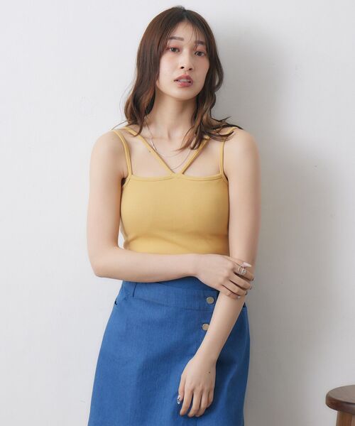 RETRO GIRL(レトロガール)の「カップ付キャミ(キャミソール・レディース・ブラック/オフホワイト/ブラック系その他3/ブルー/イエロー/レッド・FREE)」の18枚目の写真