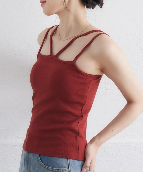 RETRO GIRL(レトロガール)の「カップ付キャミ(キャミソール・レディース・ブラック/オフホワイト/ブラック系その他3/ブルー/イエロー/レッド・FREE)」の6枚目の写真