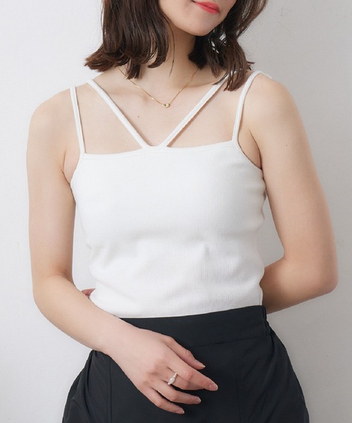 RETRO GIRL(レトロガール)の「カップ付キャミ(キャミソール・レディース・ブラック/オフホワイト/ブラック系その他3/ブルー/イエロー/レッド・FREE)」の2枚目の写真