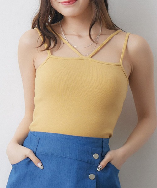 RETRO GIRL(レトロガール)の「カップ付キャミ(キャミソール・レディース・ブラック/オフホワイト/ブラック系その他3/ブルー/イエロー/レッド・FREE)」の5枚目の写真